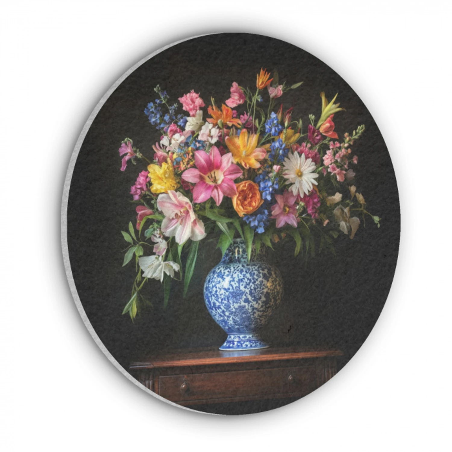 Kleur - Vaas - Bloemen - Boeket Akoestische PET Vilt - Rond klein -3d