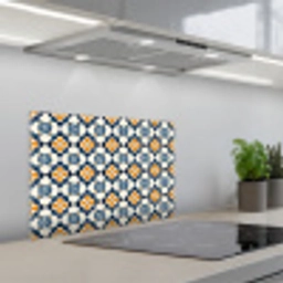 Klassiek - Geometrisch - Blauw keuken achterwand spatscherm klein 900 -3d_schuin