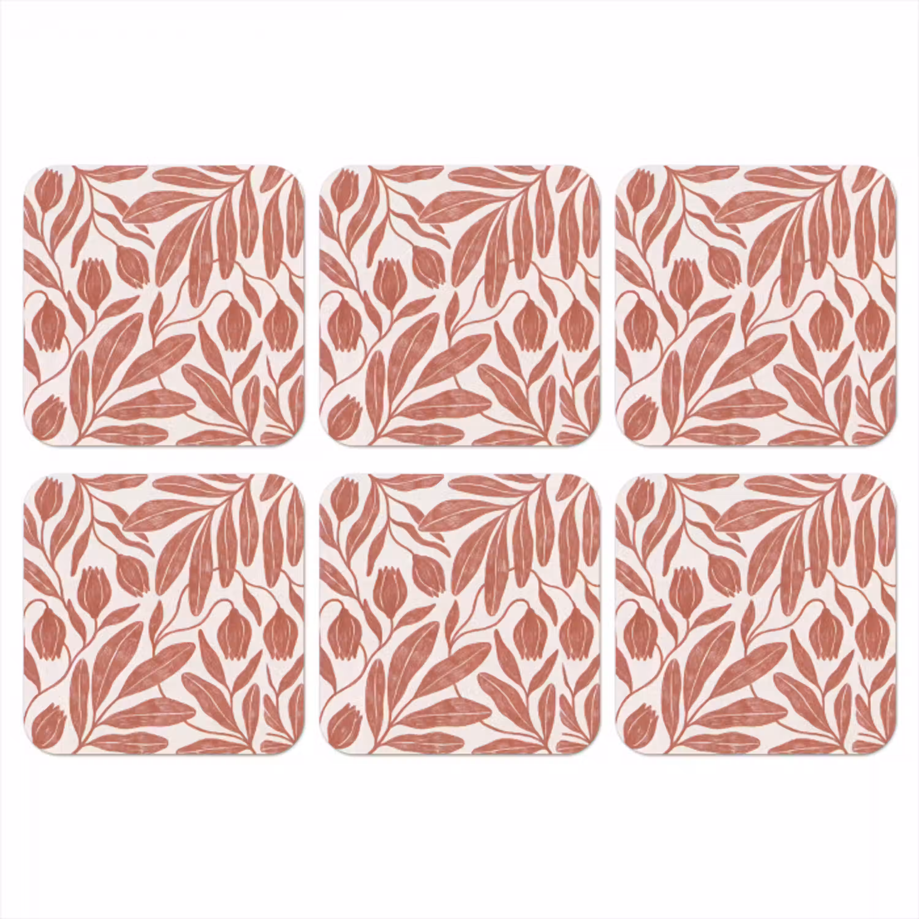 Bloemen - Patroon - Modern - Natuur - Bruin onderzetter kurk middel -3d
