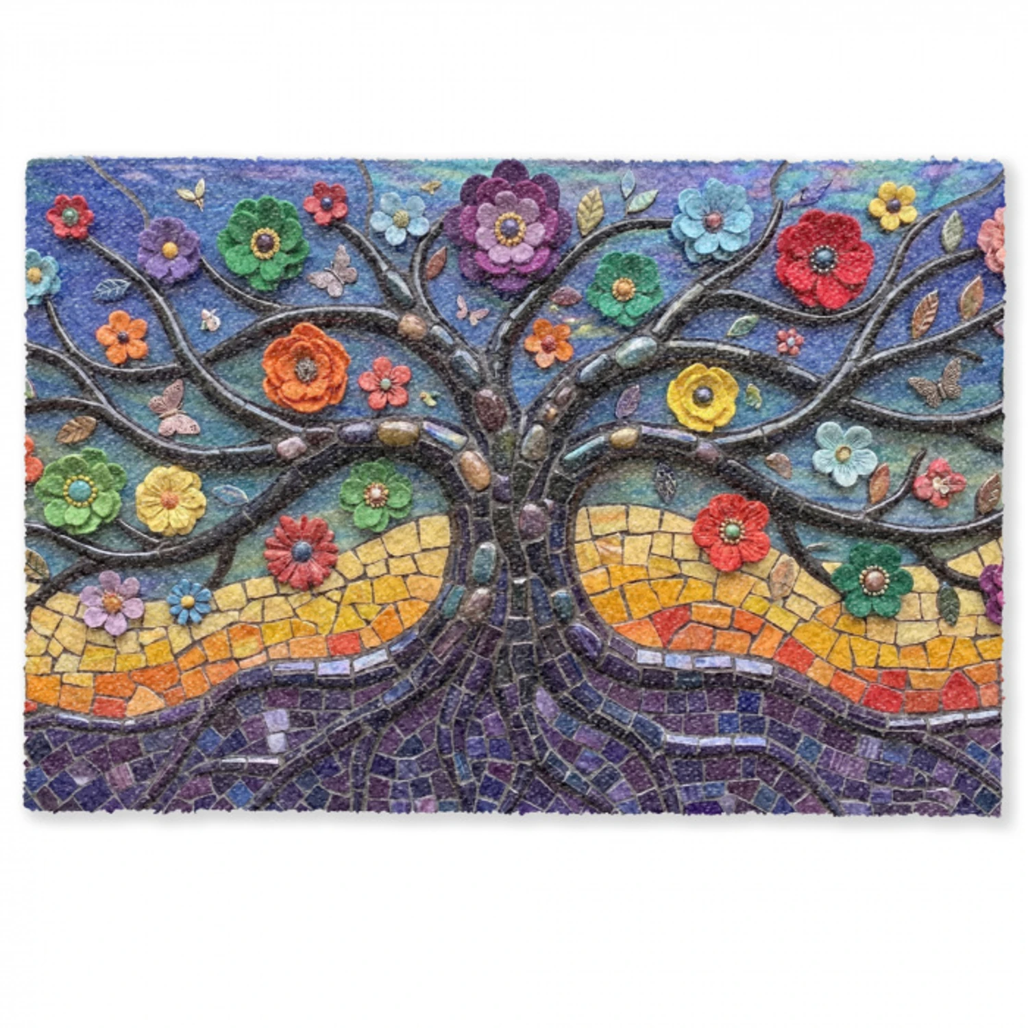 Levensboom - Mozaïek - Bloemen - Kleurrijk - Vrolijk Deurmat klein -zkaufland3d