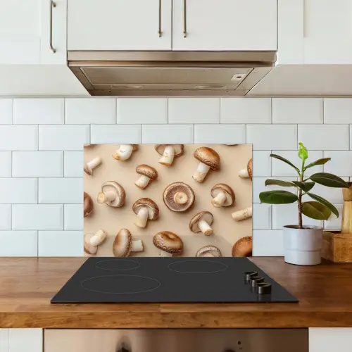 Kastanje Champignons - Beige keuken achterwand spatscherm klein -sfeer2
