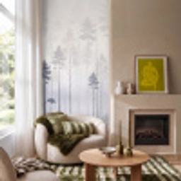 Bos - Bomen - Mist - Natuur - Illustratie - Grijs Behang Vlies klein -sfeer2