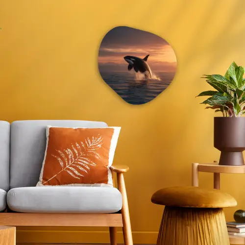 Orka - Zee - Zonsondergang Wandcirkel Organisch Forex 3mm klein -sfeer4