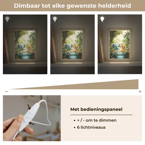 Olifant - Tijger - Bos - Jungle Light Box met kabel klein -USP_dimbaarNL