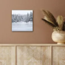 Meer - Dennen - IJs - Winter - Rustgevend aluminium wit klein -sfeer4