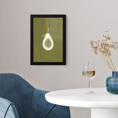 Avocado - Minimalistisch - Illustratie - Groen fotolijst zwart zonder passe partout klein -sfeer4