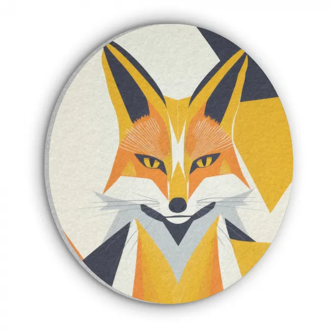 Acoustic painting round - Fox - Orange - Abstract - Triangles