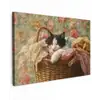 Kat - Bloemenprint - Rieten mand canvas 2cm klein -z3d