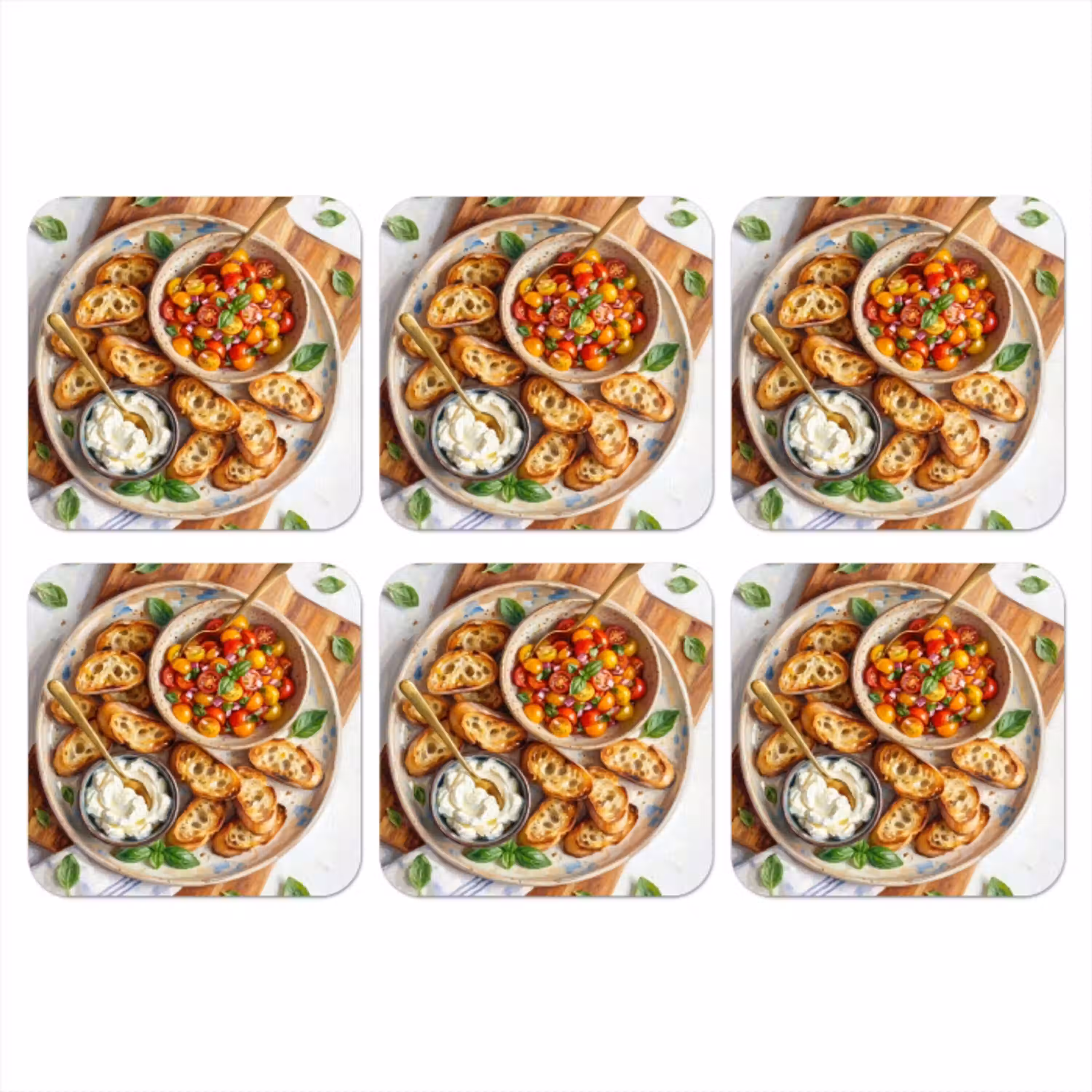 Eten - Tomaat - Brood - Kleurrijk - Keuken onderzetter kurk middel -3d