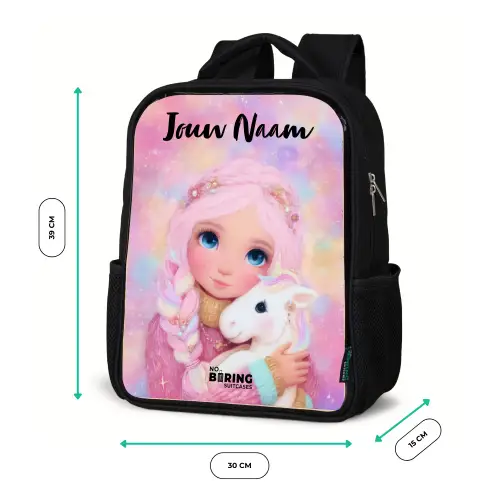 Meisje - Eenhoorn - Roze Rugzak - Zwart middel -productfoto_formaten