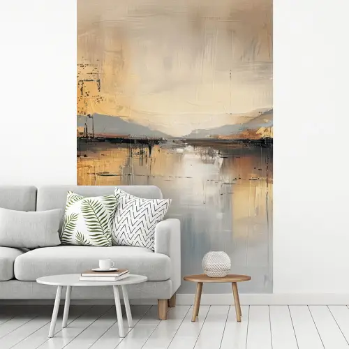 Abstract - Modern - Beige - Aesthetic - Goud fotobehang vinyl groot -woonkamer
