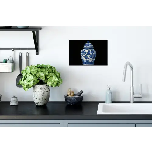 Pot - Delfts Blauw - Bloemen Muursticker klein -keuken