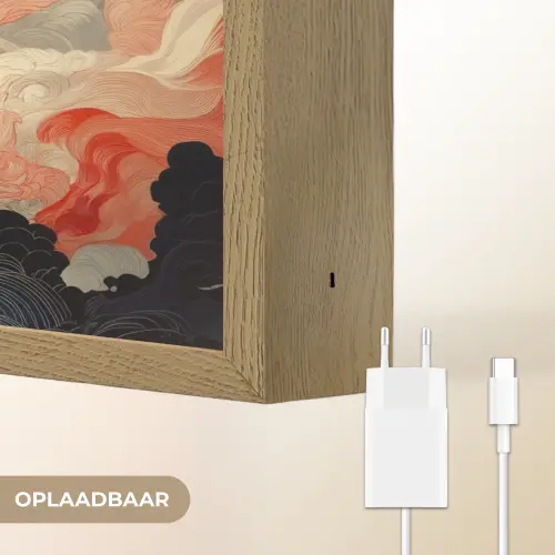 Witte vos - wolken - maan Light Box met batterij (Wandlamp) middel -USP_websiteoplaadbaarNL