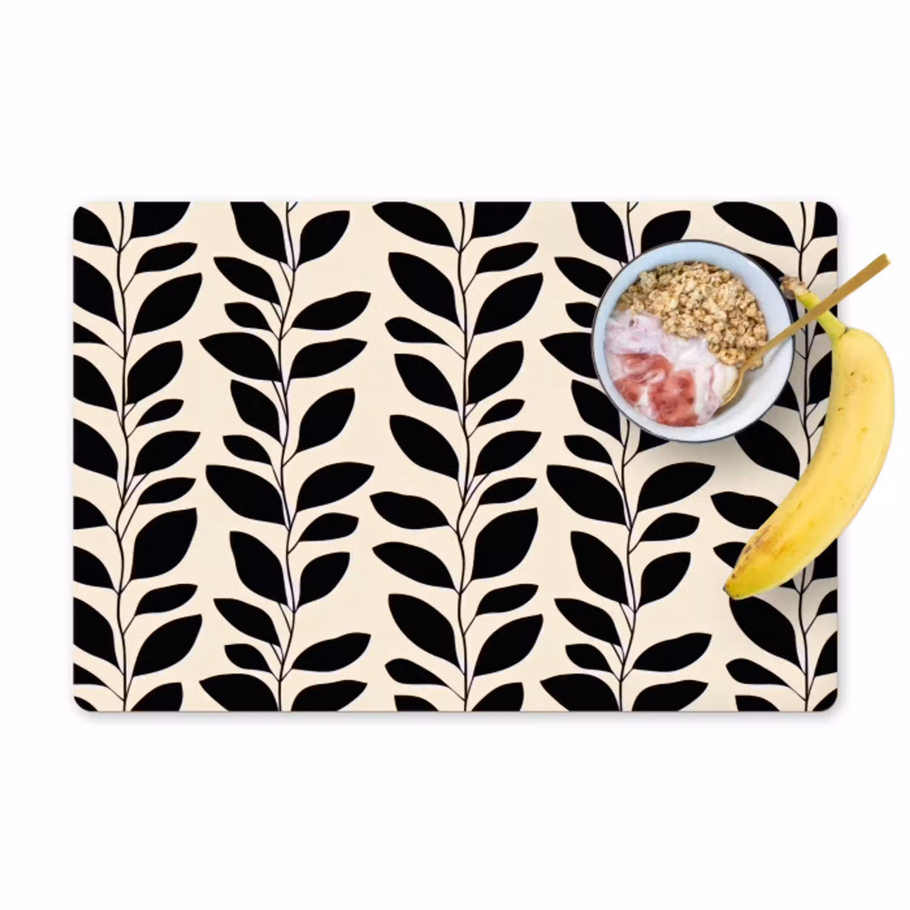Botanisch - Dessin - Zwart - Beige Placemat vinyl groot 368 -zzzproduct_Kitchenyeah-website