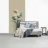 Paradijsvogelbloemen - Blauwgroene bladeren - Beige fotobehang vinyl groot -slaapkamer