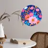 Bloemen - Blauw - Roze Wandcirkel behangsticker klein -sfeer3