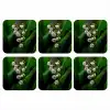 Bloemen - Wit - Bladeren - Lelietjes onderzetter kurk middel -3d