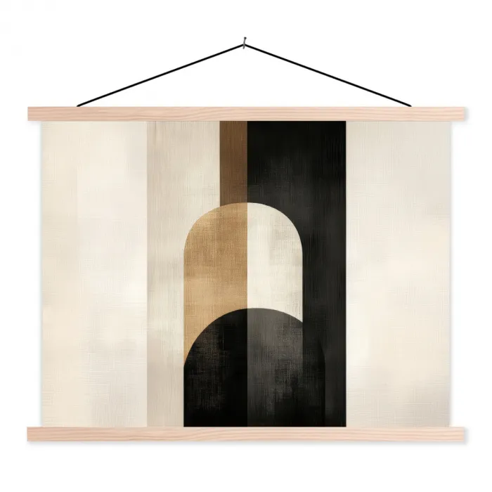 Geometrische - Vormen - Wit textielposter latten blank klein -3d