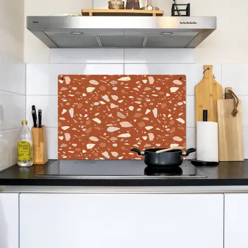 Terrazzo - Patroon - Klei Inductie beschemer met haakjes klein 777 -sfeer2