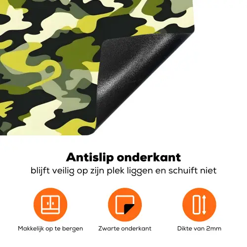 Groen - Geel - Camouflage - Patroon Inductie beschermer vinyl 3mm klein 276 -zzzzzzz-td-onderkant
