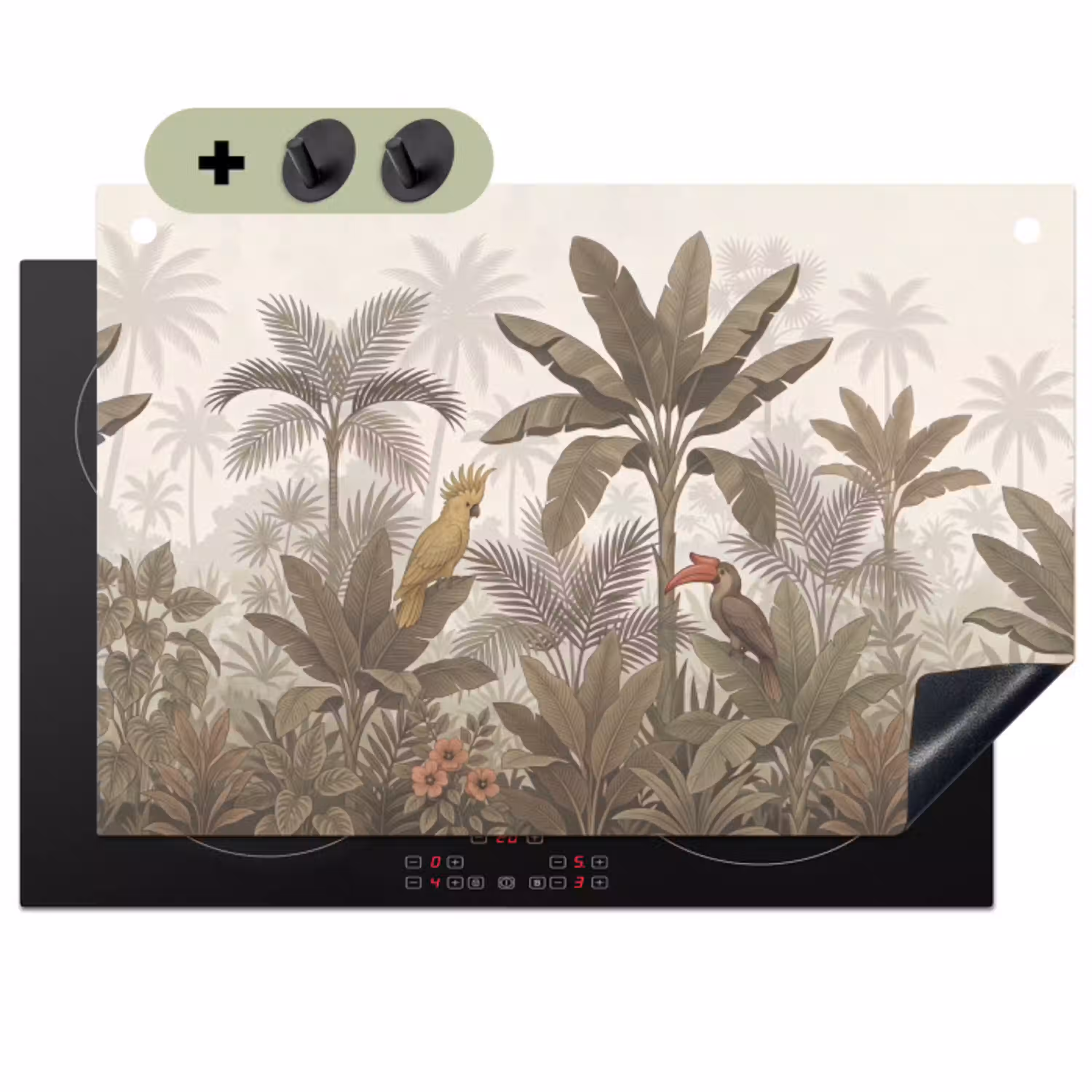Vogel - Jungle - Tropisch - Illustratie - Groen Inductie beschemer met haakjes klein -3d