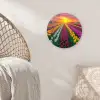 Tulpenveld - Zonsondergang - Kleurrijk Wandcirkel kunststof plaat 5mm dik klein -sfeer5