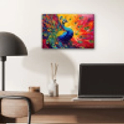 Pauw - Kunst - Schilderij - Pauwenveren aluminium wit klein -sfeer5