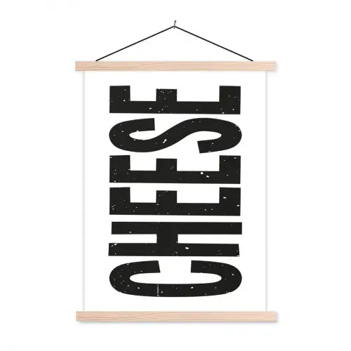 Zwart - Vintage - Cheese - Japandi textielposter latten blank klein -3d