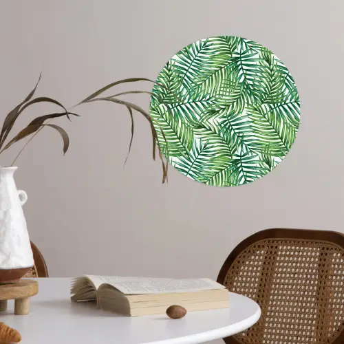 Palmboom - Bladeren - Groen Wandcirkel behangsticker klein 186 -sfeer3
