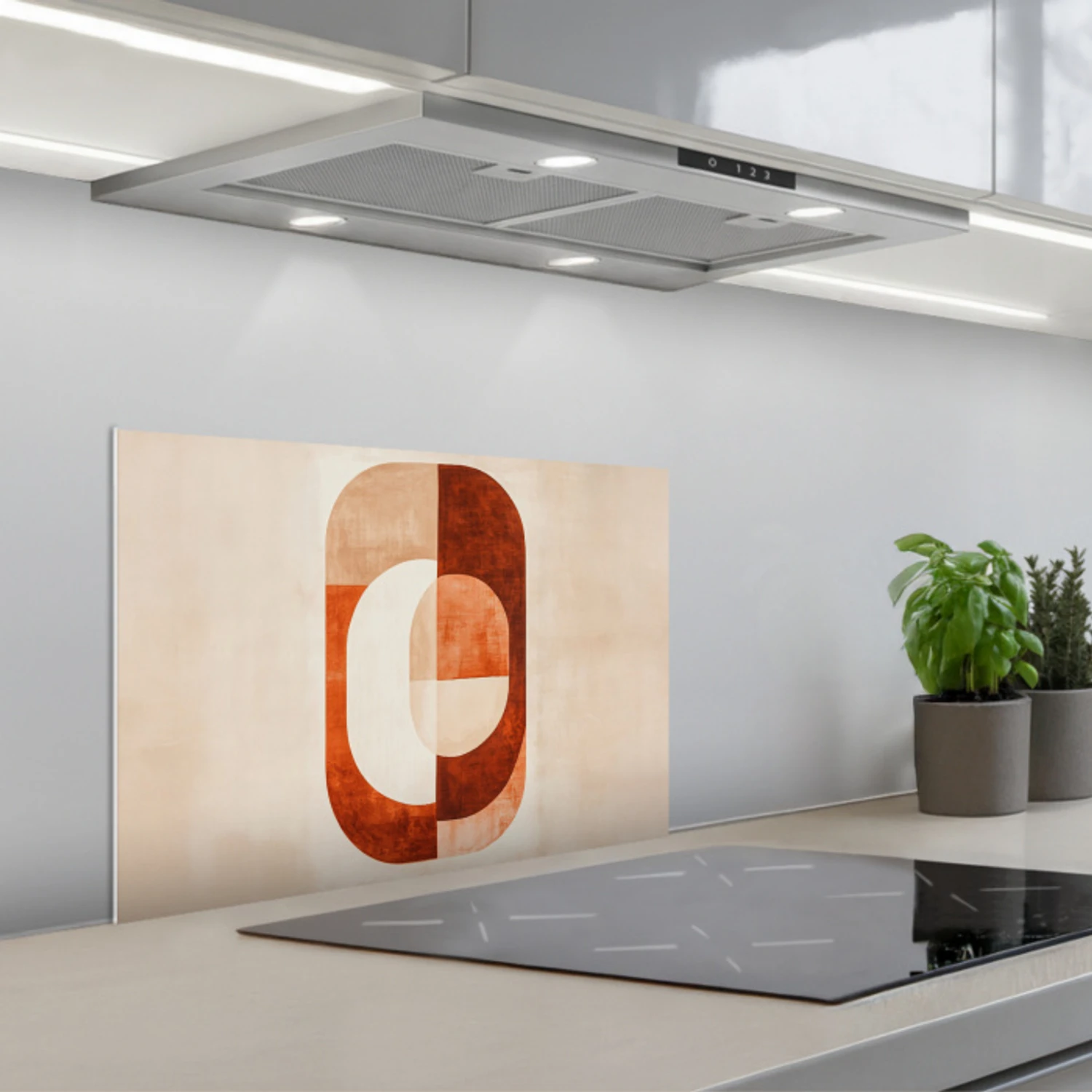 Illustratie - Abstract - Vormen - Rood keuken achterwand spatscherm klein -3d_schuin