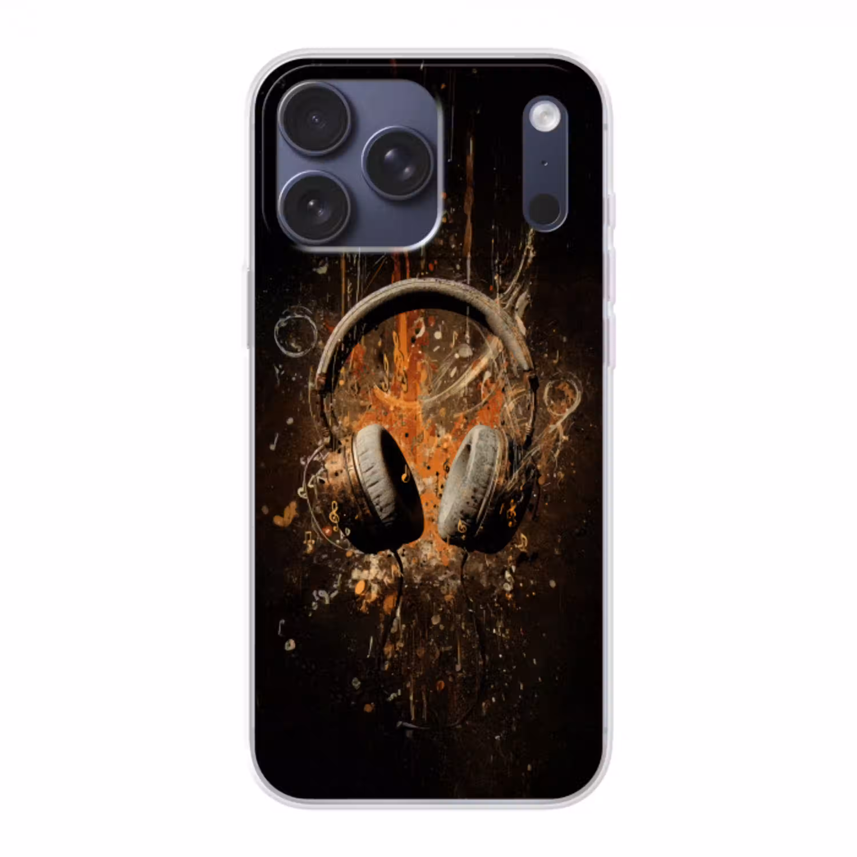 Koptelefoon - Bruin - Dynamische penseelstreken Telefoonhoesje iPhone 17 Pro Max klein -3d