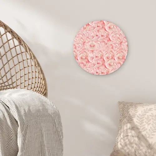 Vloeiend - Olieverf - Roze Wandcirkel plexiglas klein 852 -sfeer5