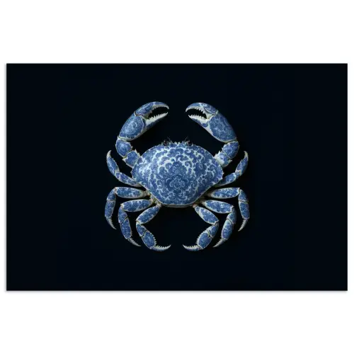 Krab - Delfts blauw - Dieren poster papier klein -3d