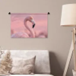 Flamingo - Portret - Roze Wandkleed katoen klein -sfeer4
