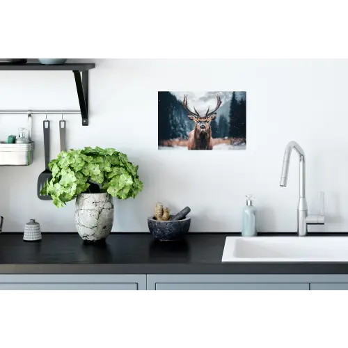 Hert - Dieren - Landschap - Winter - Sneeuw Muursticker klein -keuken