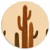 Cactus - Woestijn - Zand - Bruin Wandcirkel kunststof plaat 5mm dik klein -3d
