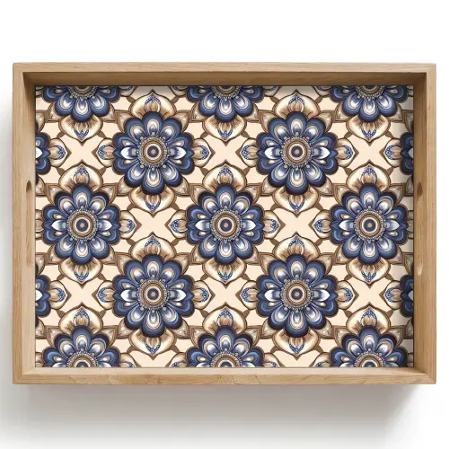 Floraal - Ornament - Blauw Dienblad Rechthoek middel 911 -z3d_shopping