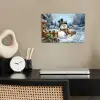 Sneeuwpop - Winterdorp - Kleurrijk poster papier klein -sfeer1