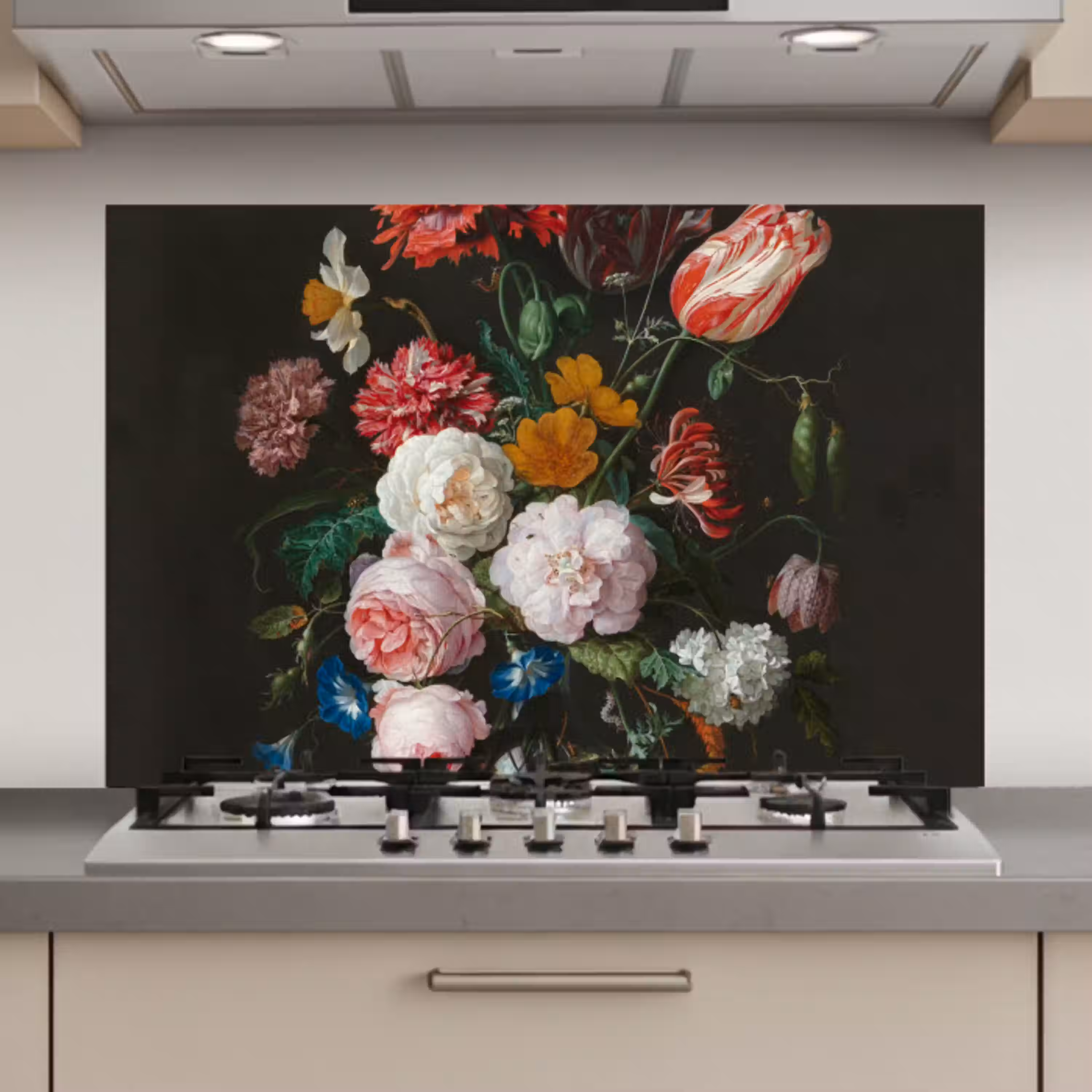 Stilleven met bloemen in een glazen vaas - Schilderij van Jan Davidsz. de Heem keuken achterwand spatscherm klein -3d_website