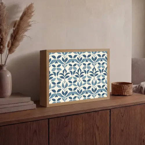 Flora - Modern - Blauw Light Box met batterij (Wandlamp) middel 907 -sfeer2