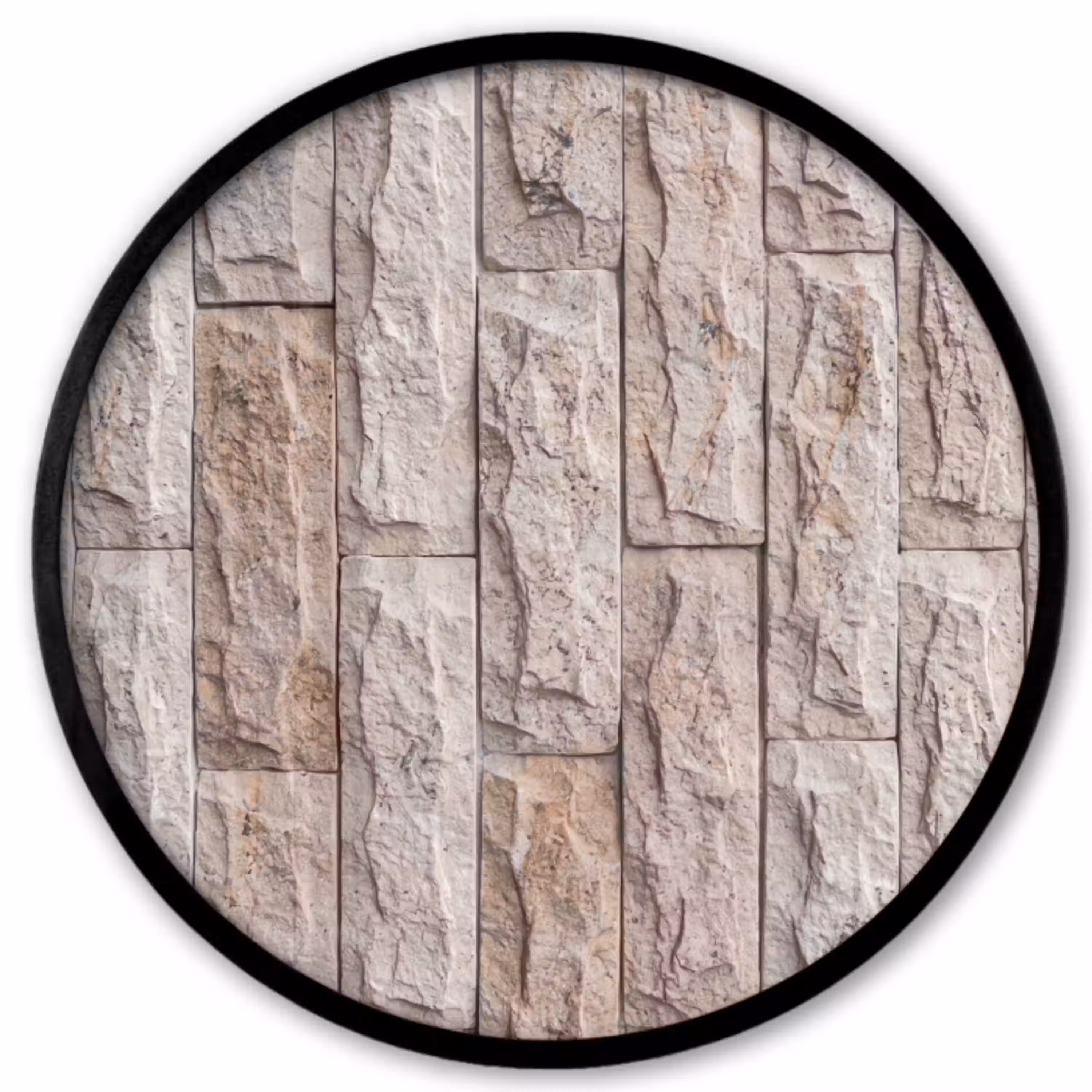 Muur - Steen - Ruw - Beige - Textuur Fotolijst rond zonder passe partout klein -3d
