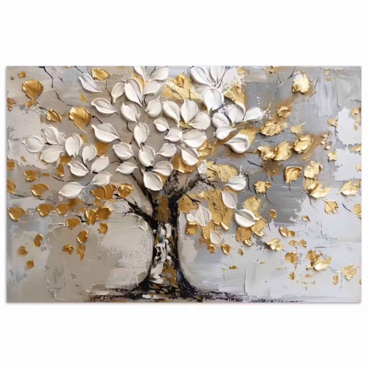 Poster - Baum - Beige - Grau - Gold - Abstrakt