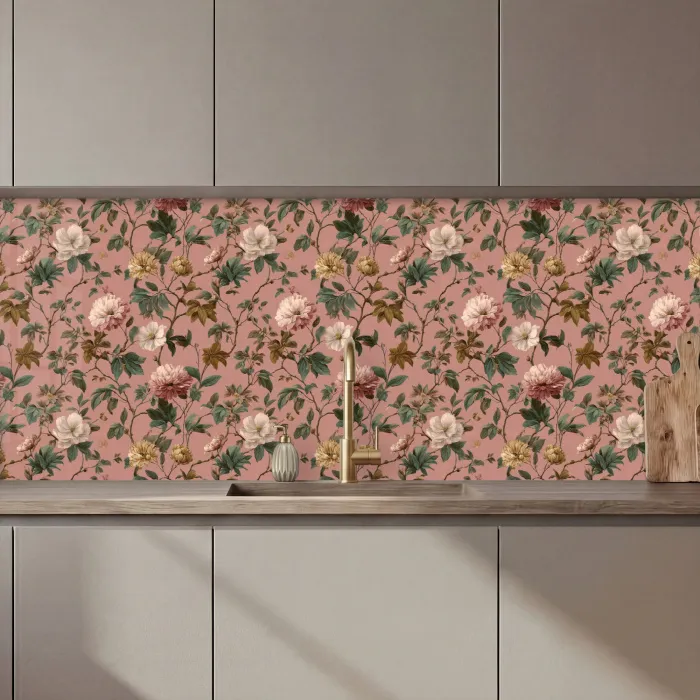 Bloemen - Klassiek - Roze keuken achterwand 2 middel 871 zz_3dshopping