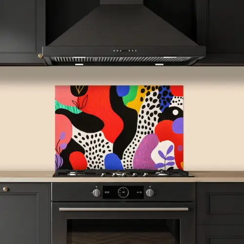 Abstract - Vormen - Kleuren - Stippen keuken achterwand spatscherm klein -sfeer1