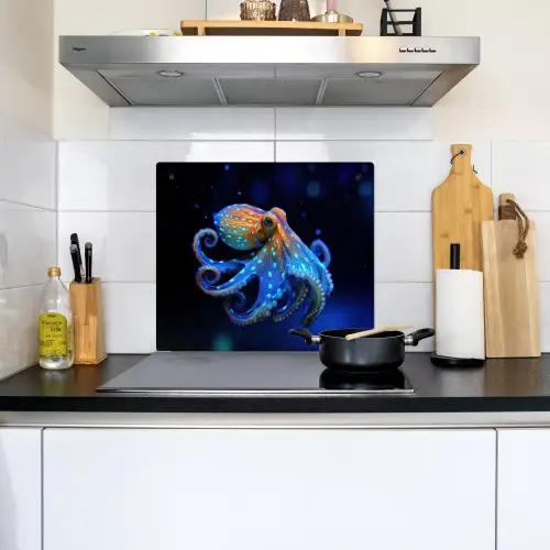Octopus - Stippen - Blauw - Zee Inductie beschemer met haakjes middel -sfeer2