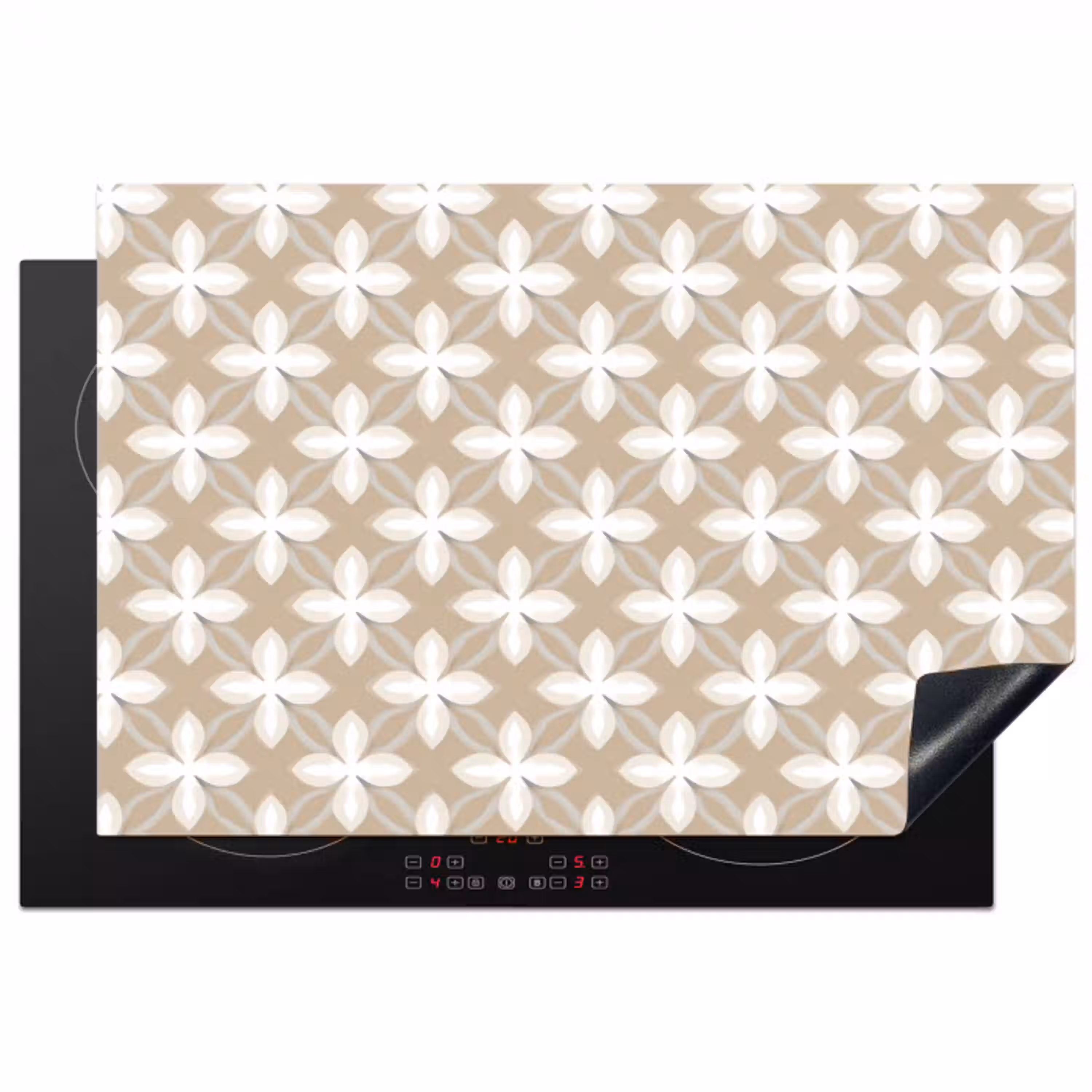 Patroon - Symmetrisch - Beige Inductie beschermer vinyl 3mm klein 276 -3d