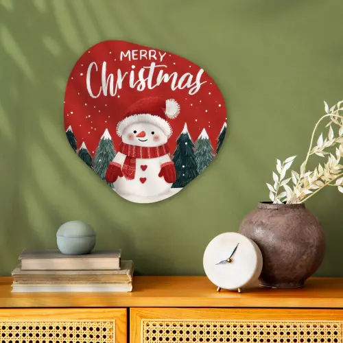 Kerstgroet - Sneeuw - Rood Wandcirkel Organisch Forex 3mm klein -sfeer2