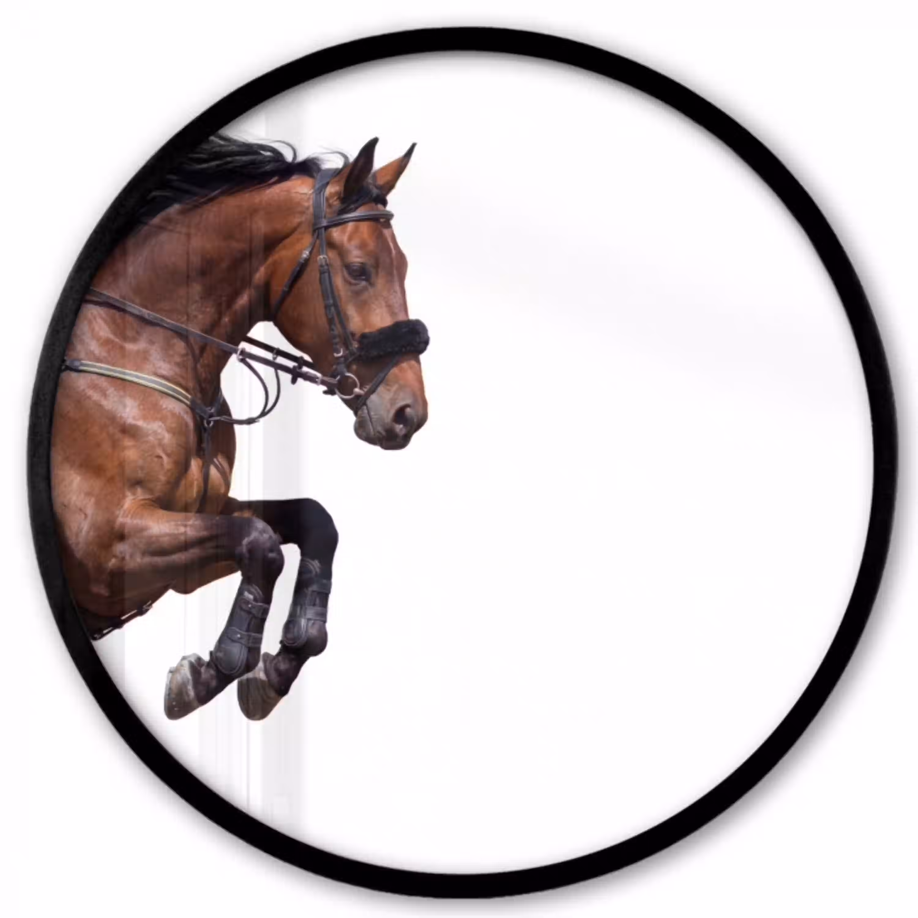 Paard - Springen - Modern Fotolijst rond zonder passe partout klein -3d