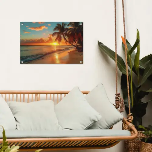 Strandzonsondergang in de Tropen tuinposter los doek klein -sfeer7