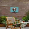 Vrouw - Blauw - Vlinder - Bloemen - Aesthetic Tuinposter op houten frame 2 cm dik klein -sfeer3